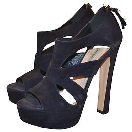 Sandales Miu Miu en daim noir Noir