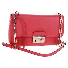 Bolsa de Ombro Sound Chain Prada em Couro Saffiano Pequena Vermelho