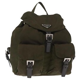 Prada Rucksack mit doppelter Fronttasche Tessuto mittel Grün