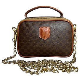 Bolsa de ombro mini câmera Celine Céline Macadam vintage Marrom