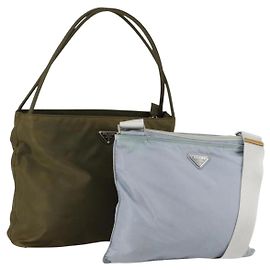 PRADA Handtasche Nylon 2 Set Grün Hellblau Auth am9845 Grün Hellblau