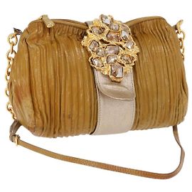 Borsa a Spalla Miu Miu con Catena Smalto Giallo Oro Auth BA8837 D'oro Giallo