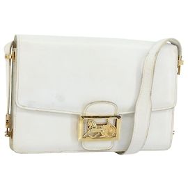 Céline Borsa a Spalla CELINE in Pelle Bianca e Oro Auth 156322 Bianco D'oro