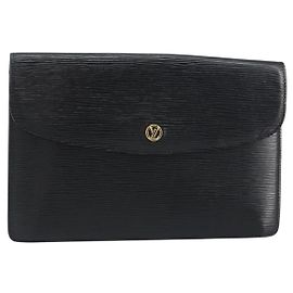 LOUIS VUITTON Clutch Montaigne 27 Epi Negro M52652 LV Auth ep12295 Negro