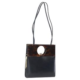 Christian Dior Handtasche Leder 2way Schwarz Gold Auth 151767V Schwarz Golden