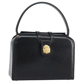 Céline Borsa a mano CELINE in pelle nera e oro Auth SW1859 Nero D'oro