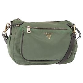 Borsa a Spalla PRADA Nylon Verde Oro Auth ka870 D'oro Verde