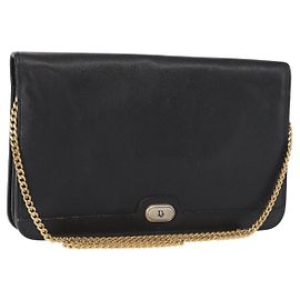 Borsa a spalla in pelle Christian Dior nera e oro Auth ka999 Nero D'oro
