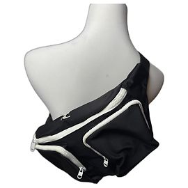Vintage Courreges Polyester Bauchtasche Schwarz Weiß Schwarz
