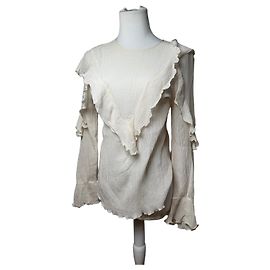 Chloé Top de seda vintage Chloe Blanco 36/S Beige