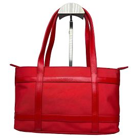 Sac à main en cuir verni polyester Courreges vintage rouge Rouge
