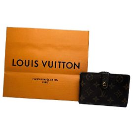 Vintage Louis Vuitton Leather Monogram Wallet Brown Brown