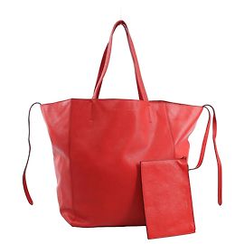 Céline Sac à main Celine Cabas Phantom en cuir large rouge Rouge
