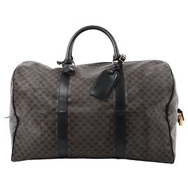 Céline Celine Macadam PVC & Leather Boston Travel bag in Black × Brown Brown