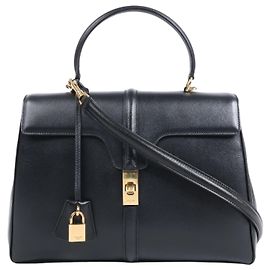 Céline Bolsa 16 em couro liso média 2 em 1 da Celine na cor preta Preto