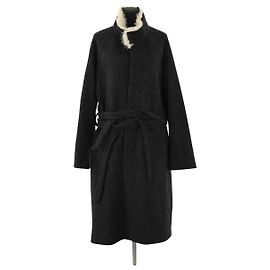 Autre Marque Schwarzer Wollmantel Schwarz