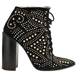 Walter Steiger Boots à lacets en daim noires Noir
