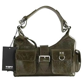 The Kooples Kaki lackleder Schultertasche Khaki