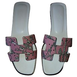 Sandales Hermès Oran bois de rose cuir taille 39 Rose
