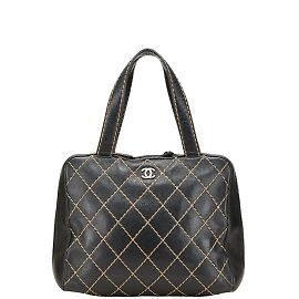 Borsa a mano Coco Mark Wild Stitch di CHANEL Nero