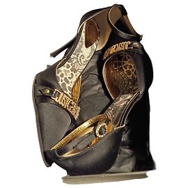 Just Cavalli Black Satin Heels Black