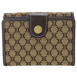 Céline Celine Macadam Bi-Fold Geldbörse Beige Dunkelbraun