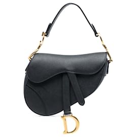 Dior-Dior Black Mini Grained Calfskin Saddle Bag-Black