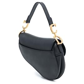 Dior-Dior Black Mini Grained Calfskin Saddle Bag-Black