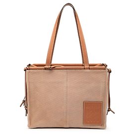 LOEWE Brown Small Canvas Cushion Tote Brown Beige