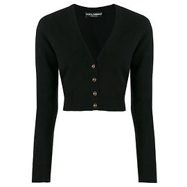 Cardigan court en cachemire Dolce & Gabbana noir col V Noir