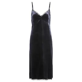 Prada Samtkleid Dunkelblau mit Spitze Blau