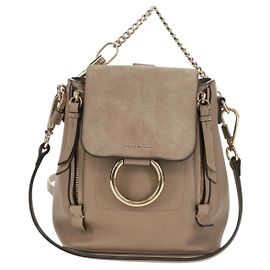 Chloé Chloe Faye Backpack Leather and Suede Small Brown