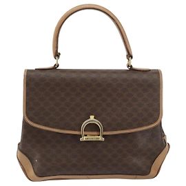 Céline Celine Vintage Macadam Handbag Canvas Brown