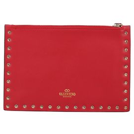 Pochette en cuir Rockstud grande Valentino Garavani Rose