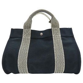 Sac tote en toile Cannes PM d'Hermès Noir
