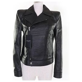 Yves Saint Laurent Giacca in pelle di vitello con spalle strutturate Saint Laurent Paris Nero