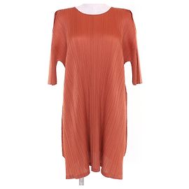 Issey Miyake PLEATS PLEASE EINE-TEIL POLYESTER-KLEID Orange