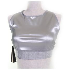 Nylon-Top mit FF-Logo im Zucca-Muster von Fendi Silber