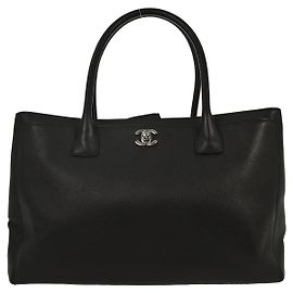 Chanel Cerf Executive Tote Leather Medium Black