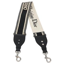 Christian Dior Logo Shoulder Strap Embroidered Canvas Thin Navy blue