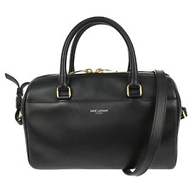 Bolsa Duffle Clássica Baby em Couro Saint Laurent Preto