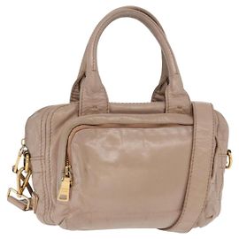 PRADA Handtasche Leder 2 in 1 Beige Gold Auth ka1158 Beige Golden