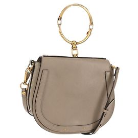 Chloé Bolsa de ombro em couro bege dourado Chloe Nile Medium Bracelet Auth 157808 Bege Dourado