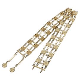 CHANEL Chain Belt metal Gold CC Auth 159438SAM Golden