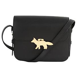 Kitsune Borsa a tracolla in pelle nera Nero