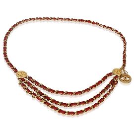 Chanel Gold-Plated  Vintage 1984 Red Leather Belt Other