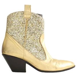Giuseppe Zanotti Botas western de couro douradas Dourado