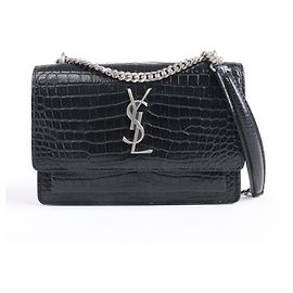 Borsa a Spalla Saint Laurent Paris Sunset in Coccodrillo Nero Nero