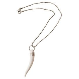 Colar icônico DOLCE & GABBANA com pingente 'corneta' da sorte branco Prata Branco