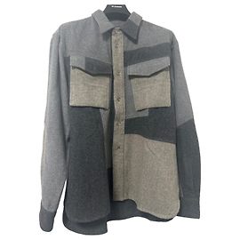 Camisa Patchwork Zara SRPLS Cinza Verde oliva Cinza antracite